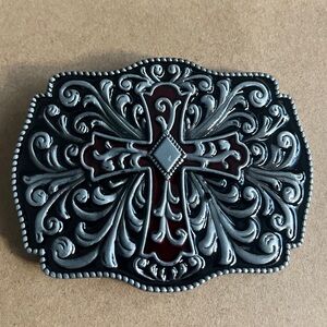 Dark Red Gothic Cross Belt Buckle New